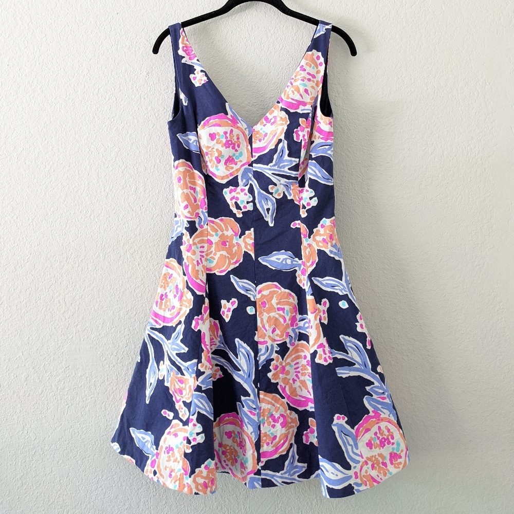 Lilly Pulitzer Clove Pom Pom Floral Navy Dress 4